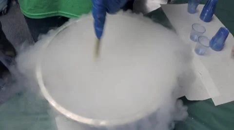 Science fair. Making ice cream with liquid nitrogen. Stock Footage 40907076