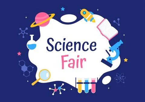 Science Fair Vector Illustration featuring a Chemist Conducting Chemical Ex.. Stock Illustration
