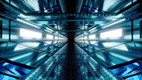 Science fiction architecture interior Stock Footage 156562744