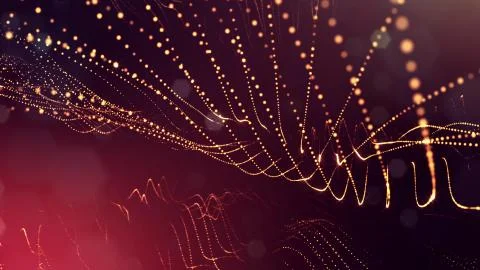 Science fiction background of glowing particles with depth of field and bokeh Stockillustratie
