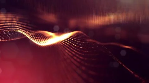 Science fiction background of glowing particles with depth of field and bokeh Stock Illustration