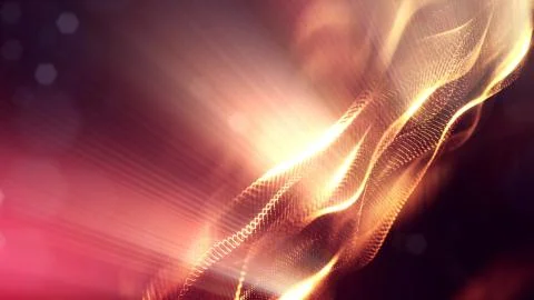 Science fiction background of glowing particles with depth of field and bokeh Stock Illustration