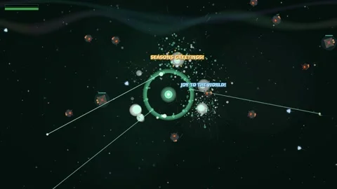 Science fiction greeting in a cosmic setting with festive elements for fans.. Stock Footage 322184418