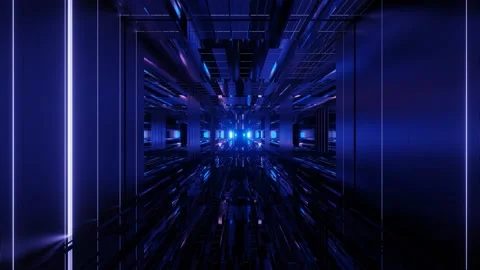 A science fiction indoor building in a hyper space tunnel a futuristic 3d Stock Footage 160822754