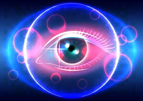 Science fiction interface. Futuristic technology of glowing eye cyber securit イラスト素材