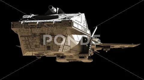 Science Fiction Interplanetary Spaceship - Front Angled View Stock Illustration