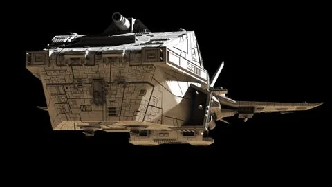 Science Fiction Interplanetary Spaceship - Front Angled View Stock Illustration