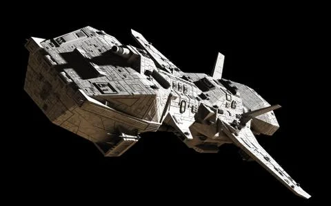 Science Fiction Interplanetary Spaceship - Front Angled View Stock Illustration