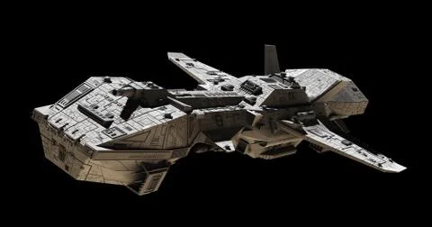 Science Fiction Interplanetary Spaceship - Side Angled View Stock Illustration