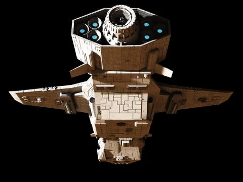 Science Fiction Interplanetary Spaceship - Underneath Rear View Stock Illustration