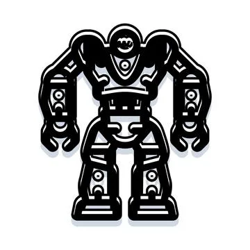 Science fiction robot machine standing as symbol of future Illustrazione stock