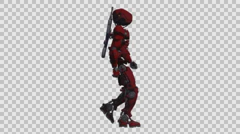 Science Fiction Robot Warrior Walk In Place Stock Footage 58759986