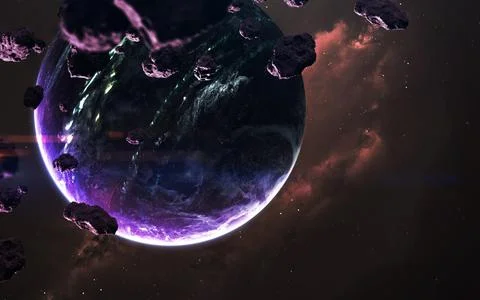 Science fiction space visualisation. Planetary system thousands light years far Stock Illustration