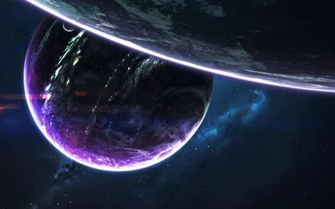 Science fiction space visualisation. Planetary system thousands light years far Stock Illustration