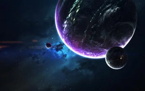 Science fiction space visualisation. Planetary system thousands light years far Stock Illustration