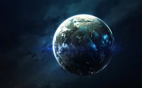 Science fiction space visualisation. Planetary system thousands light years far Stock Illustration