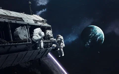 Science fiction space wallpaper, incredibly beautiful planets, galaxies, dark Stock Photos