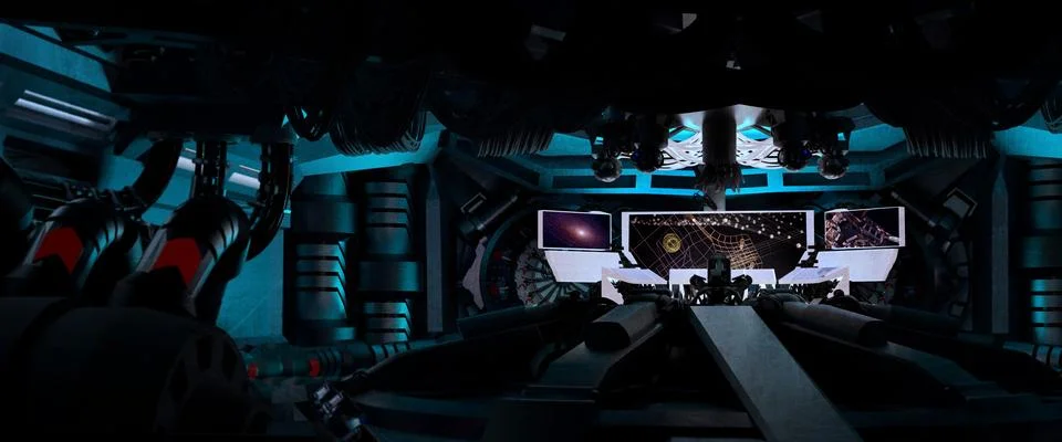 Science fiction spaceship interior, interstellar travel, 3D Rendered Illust.. Stock Illustration