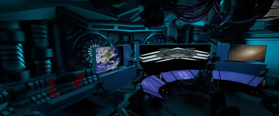 Science fiction spaceship interior, interstellar travel, 3D Rendered Illust.. Stock Illustration
