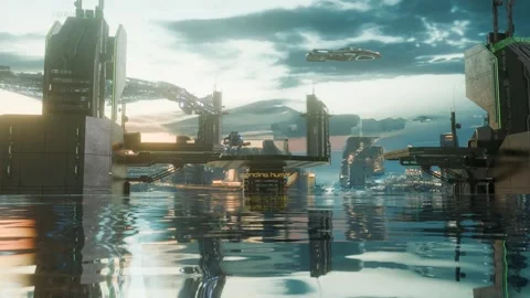 A science fiction world in the future. Stock Footage 328063586