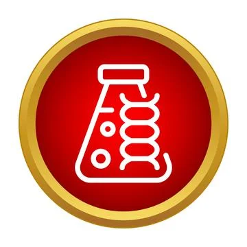 Science flask with dna genetic helix icon Stock Illustration