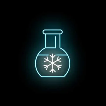 Science flask icon featuring glowing cold snowflake Stock Illustration