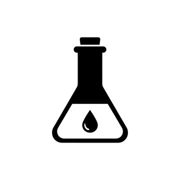 Science Flask with Liquid Drop Laboratory Icon Ilustração Stock