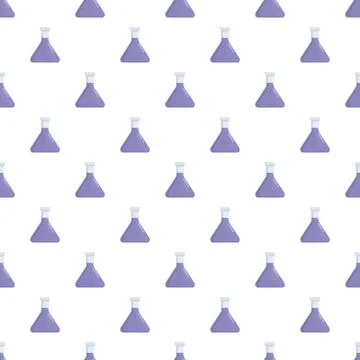 Science flasks seamless pattern with purple liquid Stock Illustration