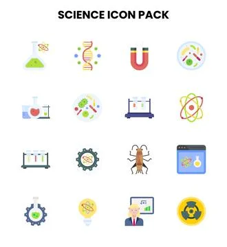 Science Flat Bundle Icons Pack Stock Illustration