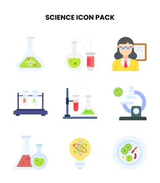 Science Flat Bundle Icons Pack イラスト素材