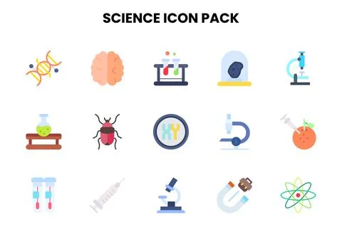 Science Flat Bundle Icons Pack Illustrazione stock