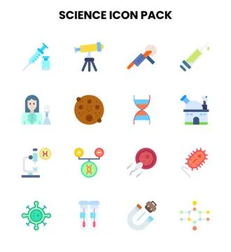 Science Flat Design Icons Pack Stock Illustration