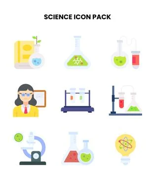 Science Flat Design Icons Pack Stock Illustration