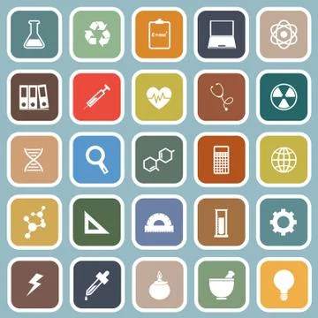 Science flat icons on blue background Stock Illustration