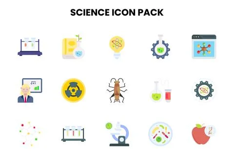 Science Flat Icons Pack Illustrazione stock