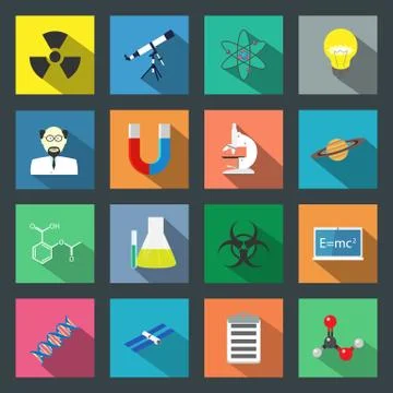 Science flat icons set Stock Illustration