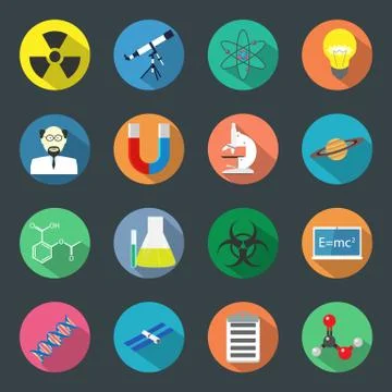 Science flat icons set Stock Illustration