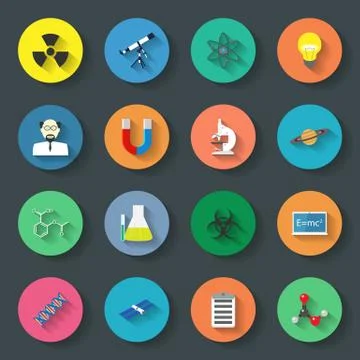 Science flat icons set Stock Illustration