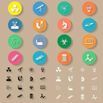 Science flat icons set Stock Illustration