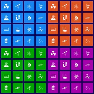 Science flat icons set Stock Illustration