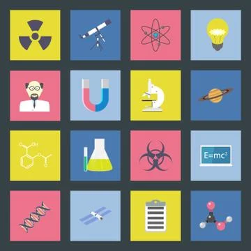 Science flat icons set Stock Illustration