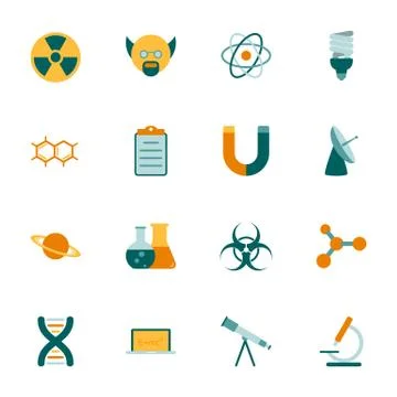 Science flat icons set Stock Illustration