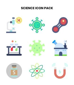 Science Flat Scalable Icons Pack 库存插图