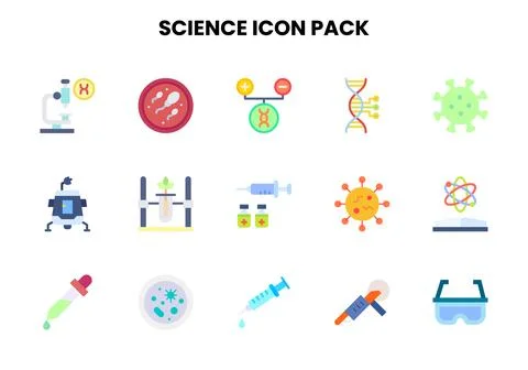 Science Flat Set Icons Pack 스톡 일러스트
