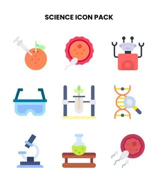 Science Flat Set Icons Pack Illustrazione stock