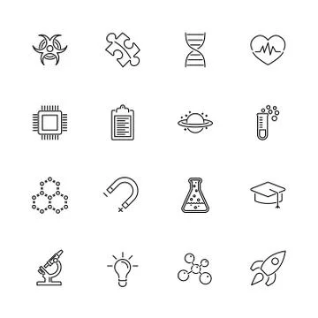 Science - Flat Vector Icons Stock Illustration