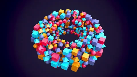 Science geometric looped abstract background rotation animation in bright v.. Stock Footage 273009326