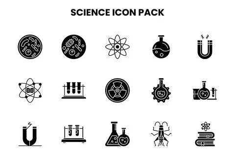 Science Glyph Bundle Icons Pack Stock Illustration