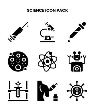 Science Glyph Set Icons Pack Stockillustratie