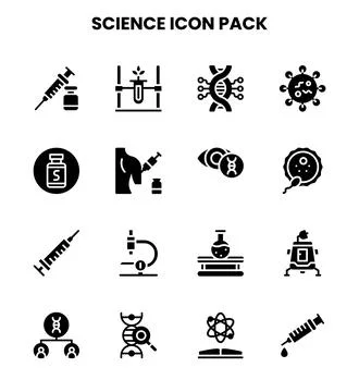 Science Glyph UI Icons Pack Stock Illustration